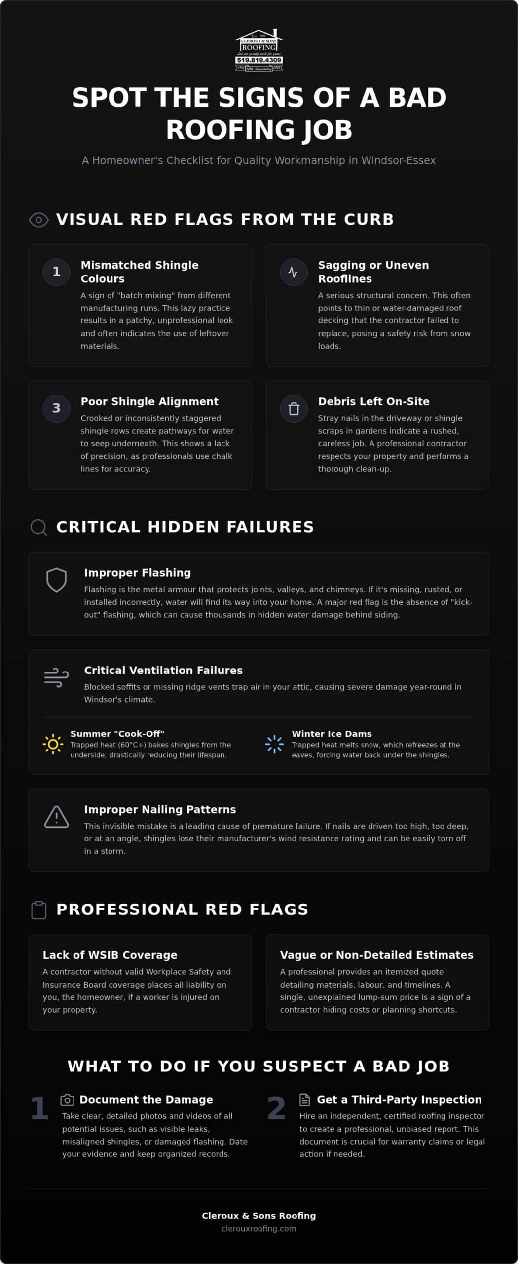 7 Signs of a Bad Roofing Job: Windsor Guide for 2026