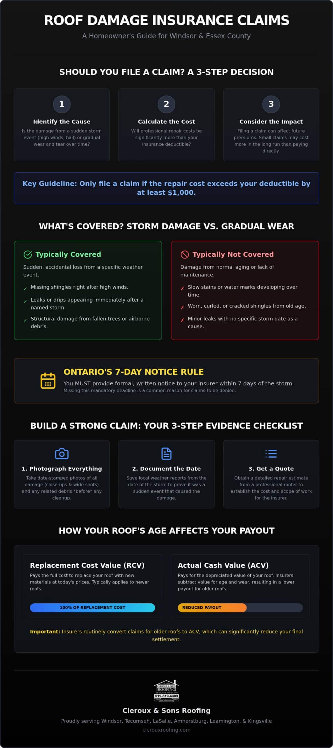 Filing a roof damage insurance claim Windsor: 10 point checklist